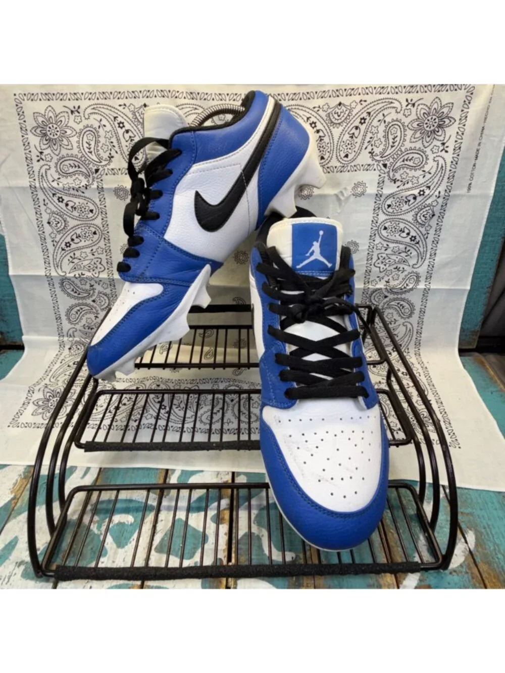 Nike Jordan 1 Low TD Cleats Men's Sz11.5 US Game Royal Football Shoes FJ6245-104